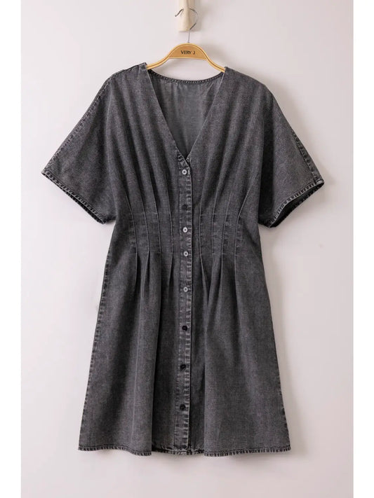 Pintuck Detail Mineral Washed Dress