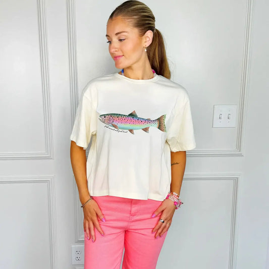 Rainbow Trout Cropped Graphic Tee