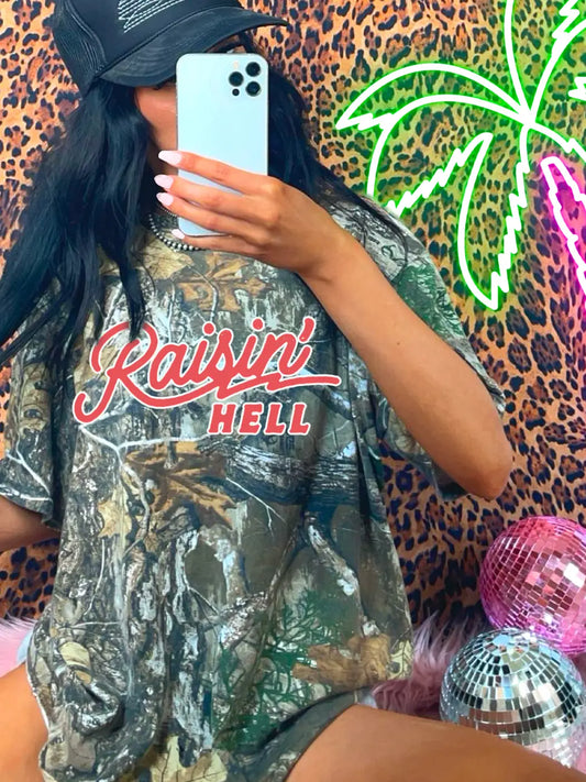 Raisin' Hell Camo Tee