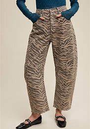 Zebra print barrel Jean