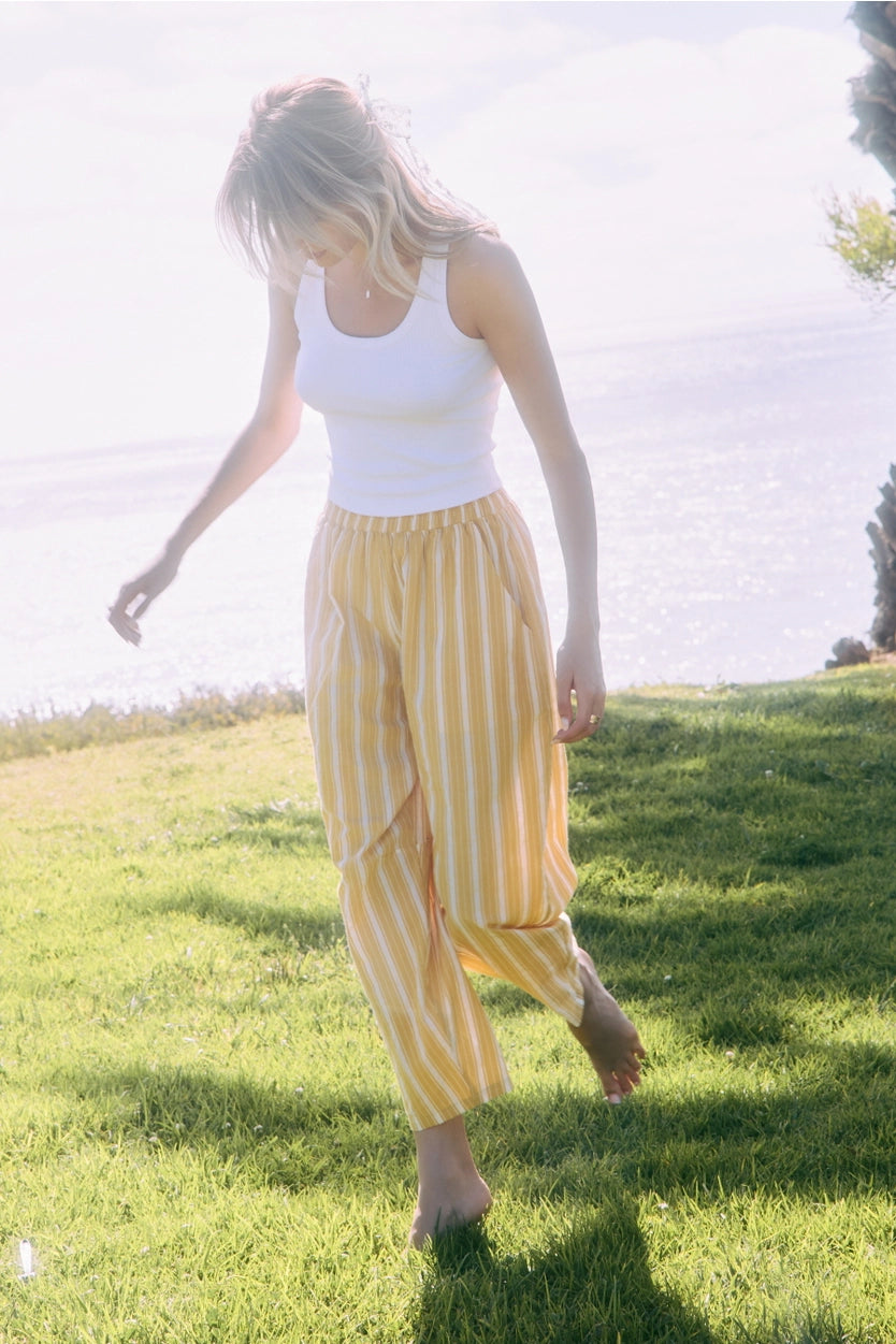 Yellow Striped Relaxed Pants